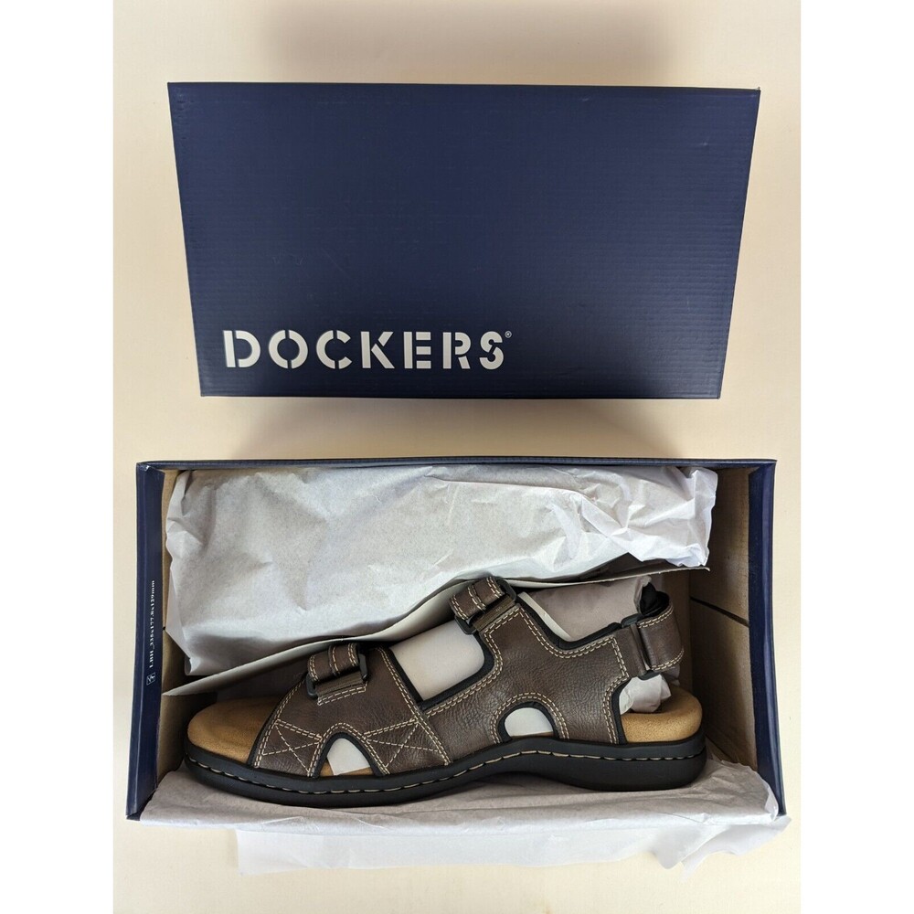 Dockers Sandals Mens 11 M Newpage Quarter Strap Sporty Brown Leather Shoes NEW - Picture 11 of 12
